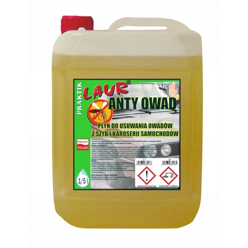 ANTY-OWAD - PŁYN DO USUWANIA OWADÓW Z SZYB I KAROSERI SAMOCHODÓW 5L