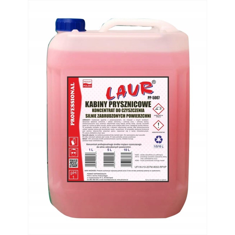 KONCENTRAT PŁYNU DO CZYSZCZENIA KABIN PRYSZNICOWYCH - 5L