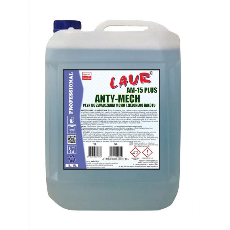 ANTYMECH PLUS - PREPARAT DO USUWANIA MCHU I ZIELONEGO NALOTU Z DODATKIEM ŚRODKA MYJĄCEGO - 5L