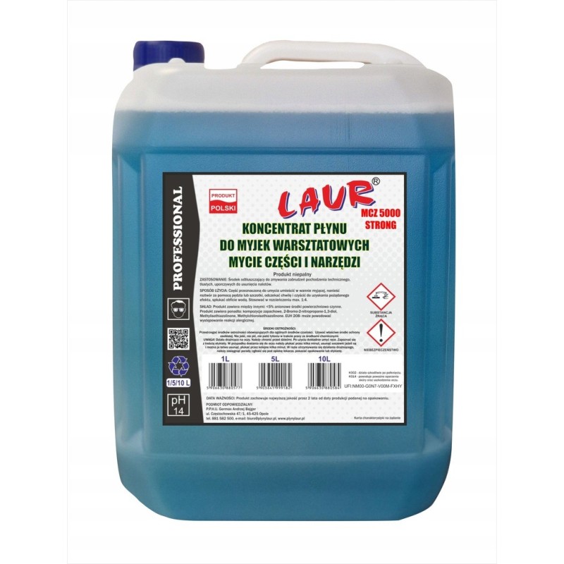 KONCENTRAT PŁYNU DO MYJEK WARSZTATOWYCH - MYCIE CZĘŚCI I NARZĘDZI - 5L