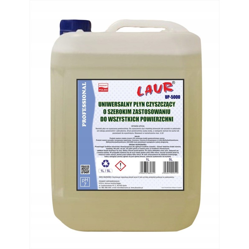 UNIWERSALNY PŁYN CZYSZCZĄCY DO WSZYSTKICH POWIERZCHNI O SZEROKIM ZASTOSOWANIU 5L