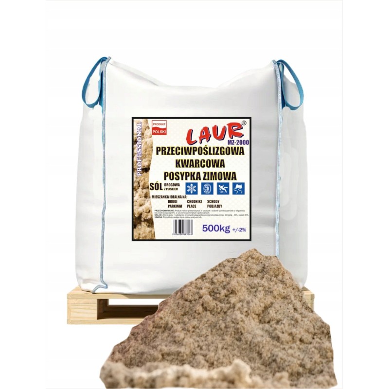 MIESZANKA ANTYPOŚLIZGOWA ZIMOWA - PIASEK+SÓL DROGOWA - BIG BAG 500kg