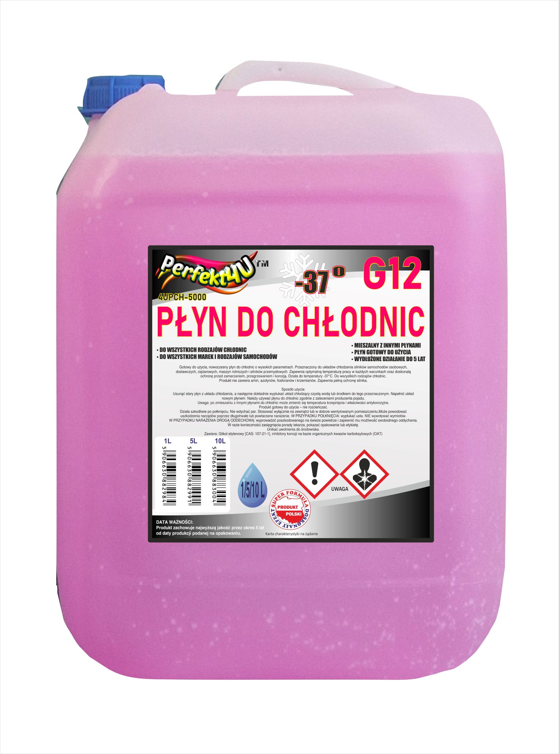 PŁYN DO CHŁODNIC G12 CZERWONY -37STOPNI PERFEKT4U - 10L zdjęcie 1