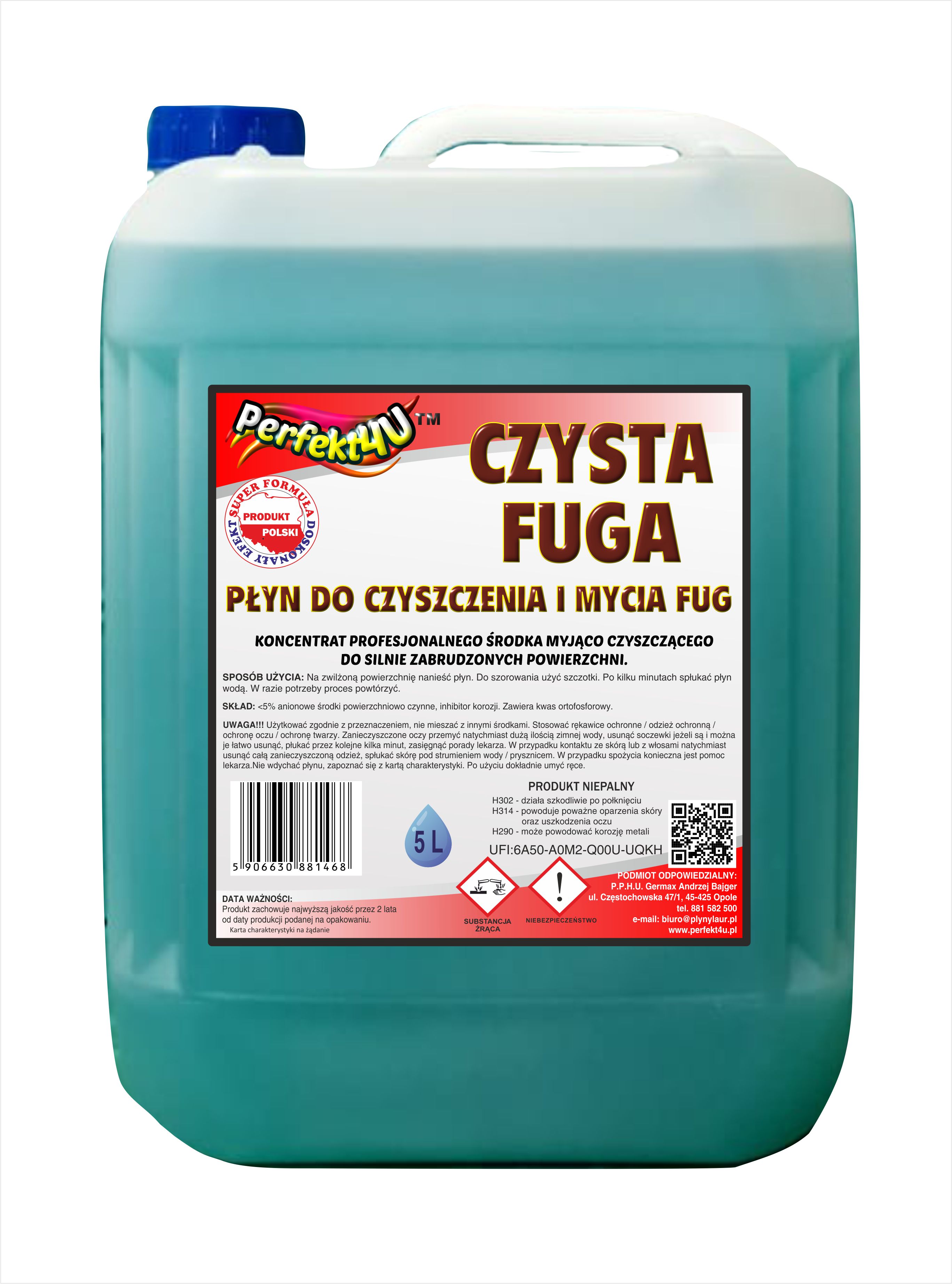 CZYSTA FUGA PERFEKT4U- KONCENTRAT PŁYNU DO MYCIA I CZYSZCZENIA 5L - GERMAX zdjęcie 1