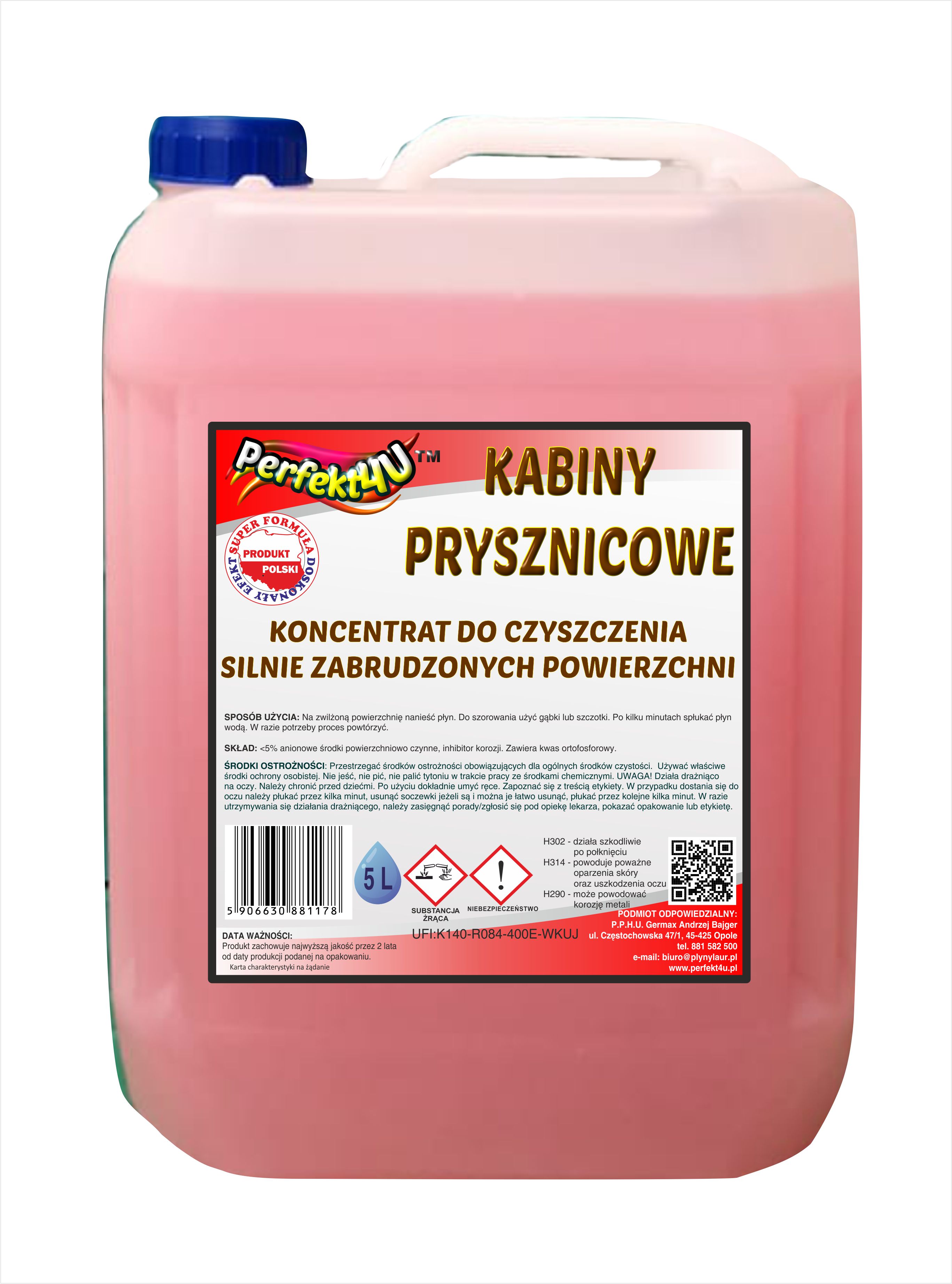 KABINY PRYSZNICOWE PERFEKT4U - KONCENTRAT PŁYNU DO MYCIA I CZYSZCZENIA 5L - GERMAX zdjęcie 1