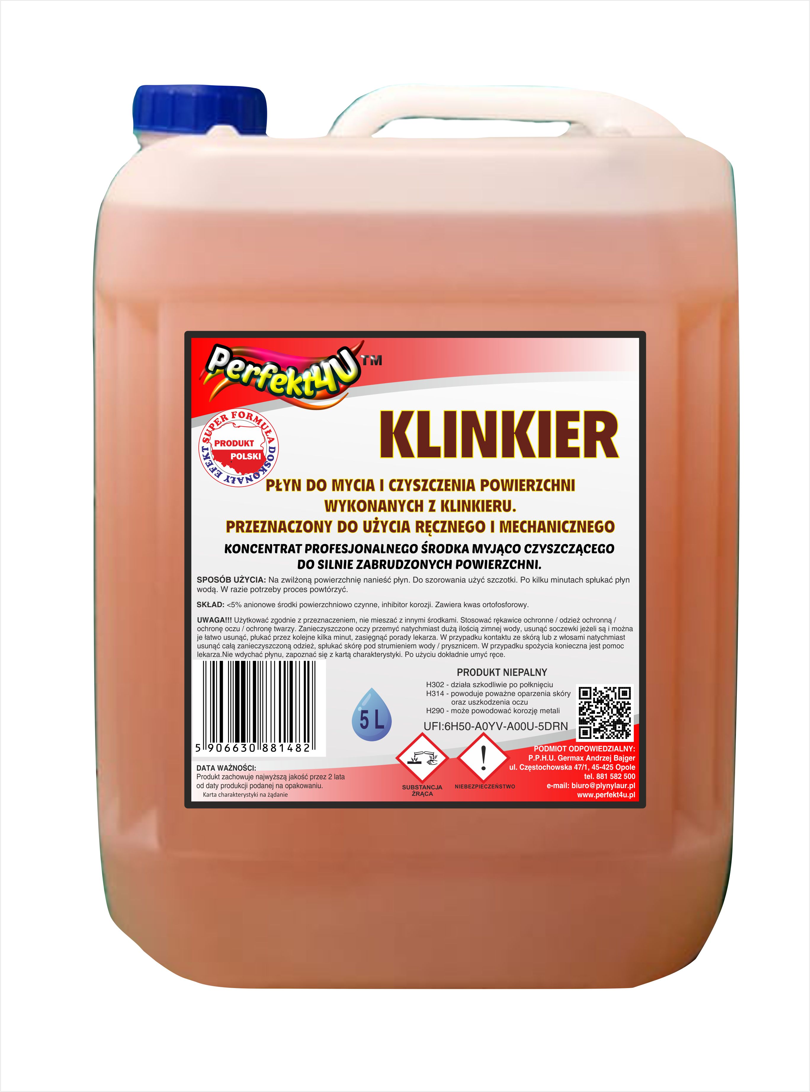 KLINKIER PERFEKT4U- KONCENTRAT PŁYNU DO MYCIA I CZYSZCZENIA 5L - GERMAX zdjęcie 1