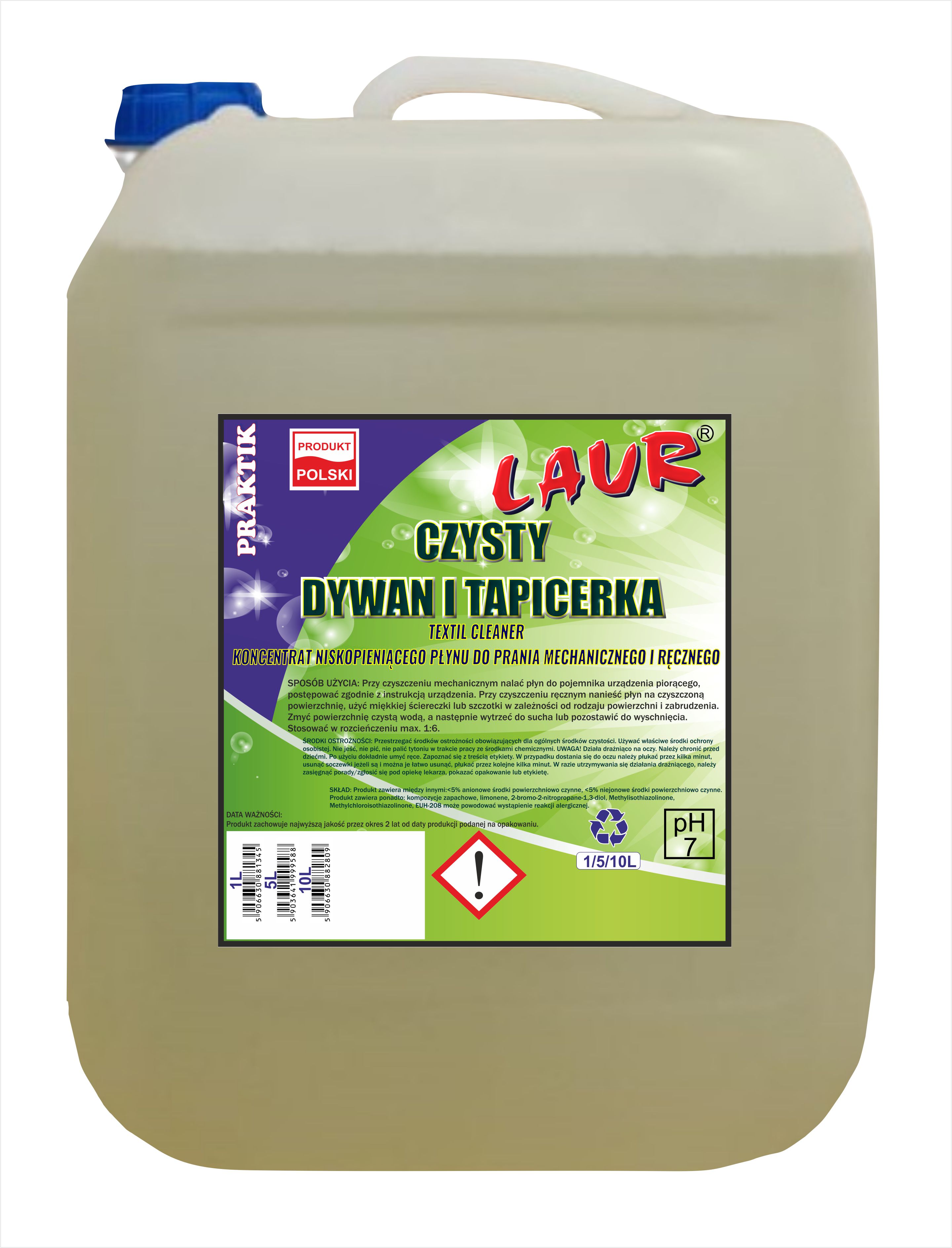 KONCENTRAT - NISKOPIENIĄCY PŁYN - CZYSTY DYWAN I TAPICERKA - TEXTIL CLEANER - 10l - GERMAX zdjęcie 1