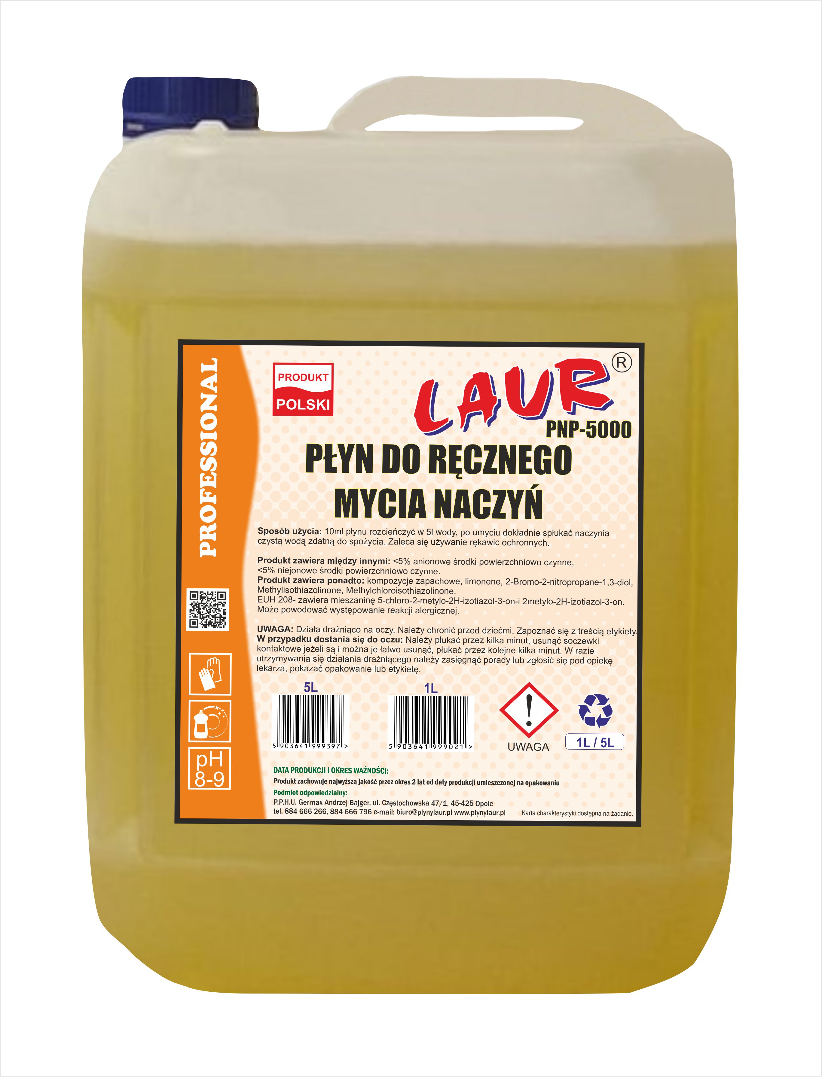 PROFESJONALNY PŁYN DO RĘCZNEGO MYCIA NACZYŃ - 5L zdjęcie 1